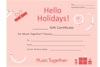 Gift Certificate for Music Together of Monroe Trumbull