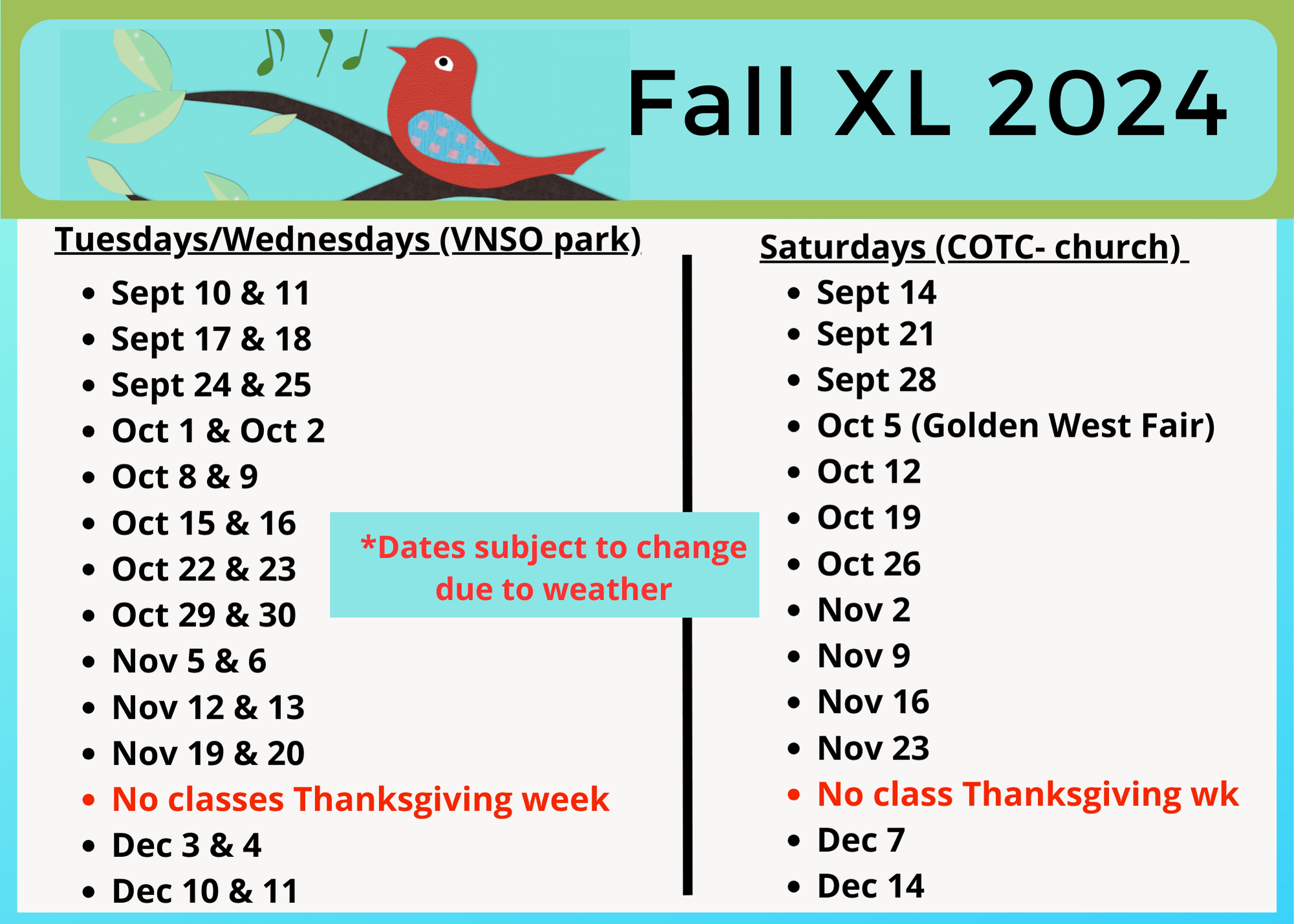 Fall Dates
