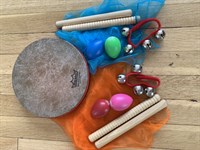 Instrument Set for Two With One Drum
