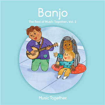 Music teacher joyfully showing her guitar to a preschooler who is delighted to strum & listen to the sound of the instrument