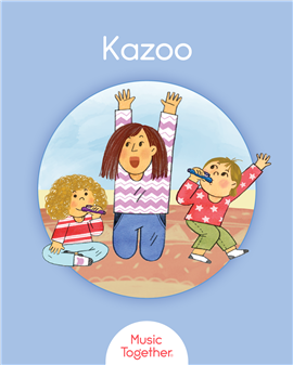 Music teacher joyfully showing her guitar to a preschooler who is delighted to strum & listen to the sound of the instrument