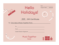 Gift Certificate- One Music Together Class